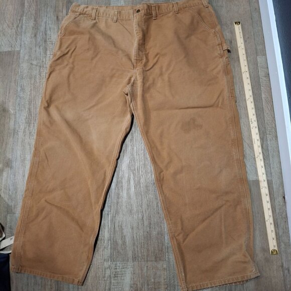 Carhartt Original Fit Workwear Dungaree Pants In Distressed Brown Cotton 50 X 32 - Picture 1 of 6